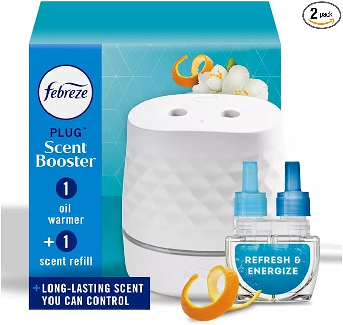 Feb-reze Plug Scent Booster Refresh &amp Energize Starter Kit: Electric Oil Air Fresheners - 2 Pack