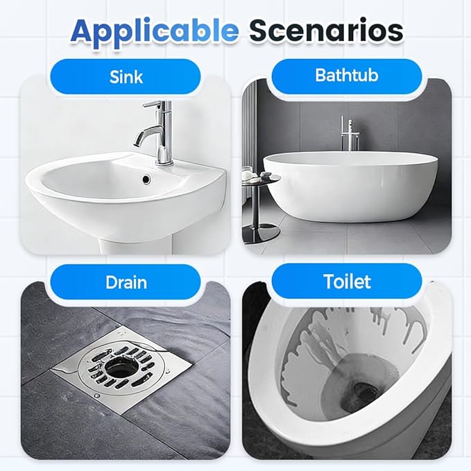 3PCS Drain Cleaner Powder Multi-functional Pipeline Dredging Agent Sink Drain Cleaning Powder for Kitchen Bathroom Toilet Pipe Maintenance