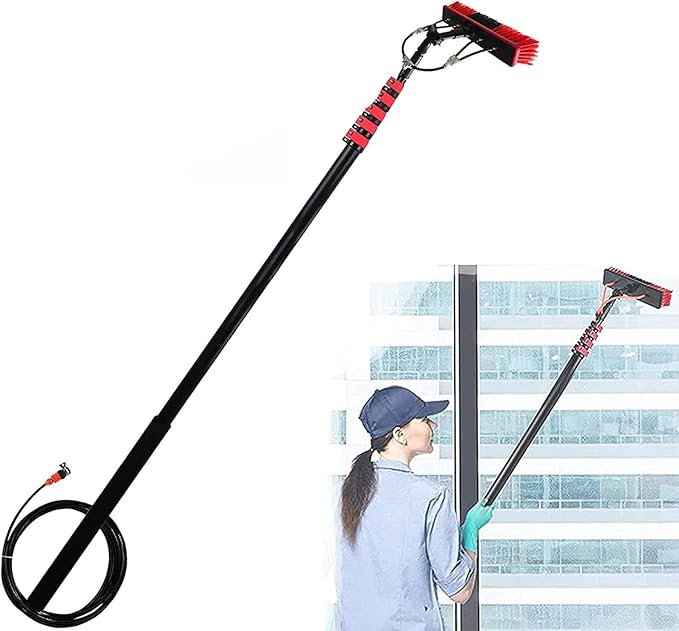 Water Fed Pole Kit Window Cleaning Brush with Extended Handle and Water Hose Window Cleaning Kit High Window Cleaning Kit 12-39 feet Telescoping Pole30cmbrush-12FT/3.6M