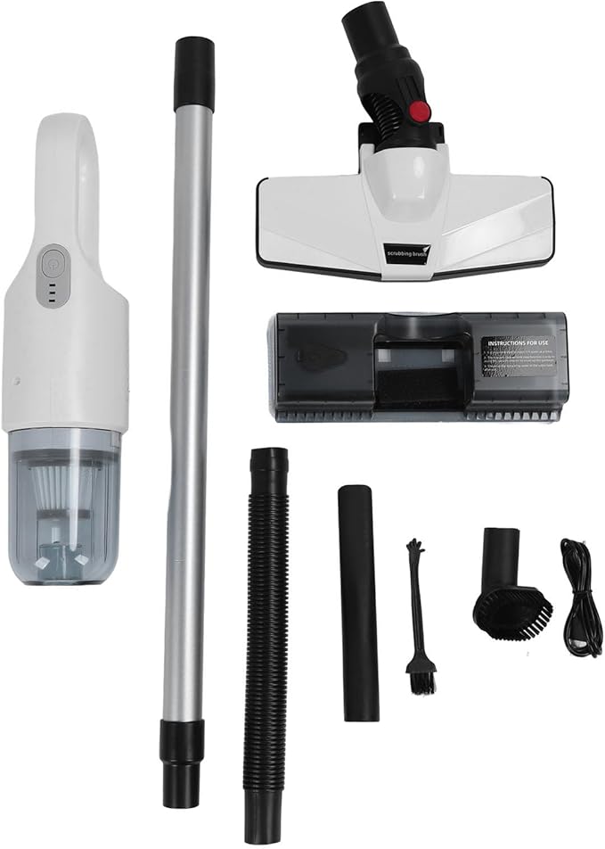 Cordless Vacuum Cleaner Powerful Suction Wet Dry Vacuum with Mop 2 Gears Adjustable 6000mAh Battery for Pet Hair Carpet Hardwood Floor (White)
