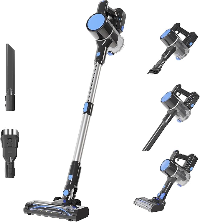 DUMOS Cordless Vacuum Cleaner Lightweight Stick Vacuum Cleaners for Home Powerful Suction &amp LED Lights Rechargeable Battery for Carpets Pet Hair Hardwood Floors