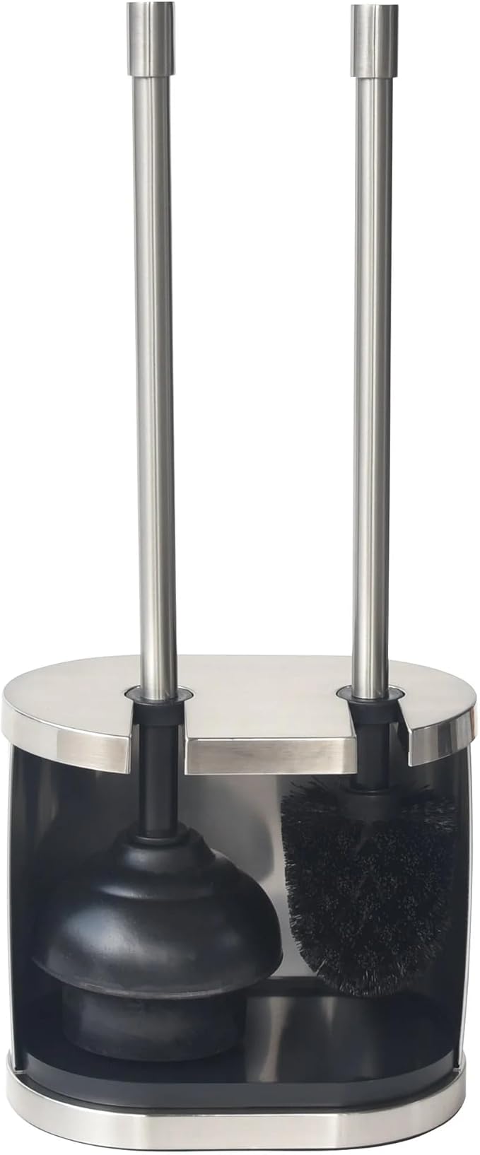 Brushed Nickel Metal Toilet Bowl Brush and Plunger Set – Durable Bathroom Cleaning Essential with Sleek Finish