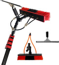 Window Cleaning Set Window Cleaner Glass System Cleaning Equipment Tools Scrubbing Brush and Hose Scrubber with Squeegee 10.8m/36ft35cmbrushhead-6M/20FT