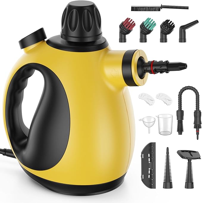 Handheld Steam Cleaner for Home - Pressurized Handheld Steamer for Cleaning with High Pressure Chemical-Free Multi-Purpose Portable Deep Steam Cleaner for Cleaning Windows Couch(Yellow)