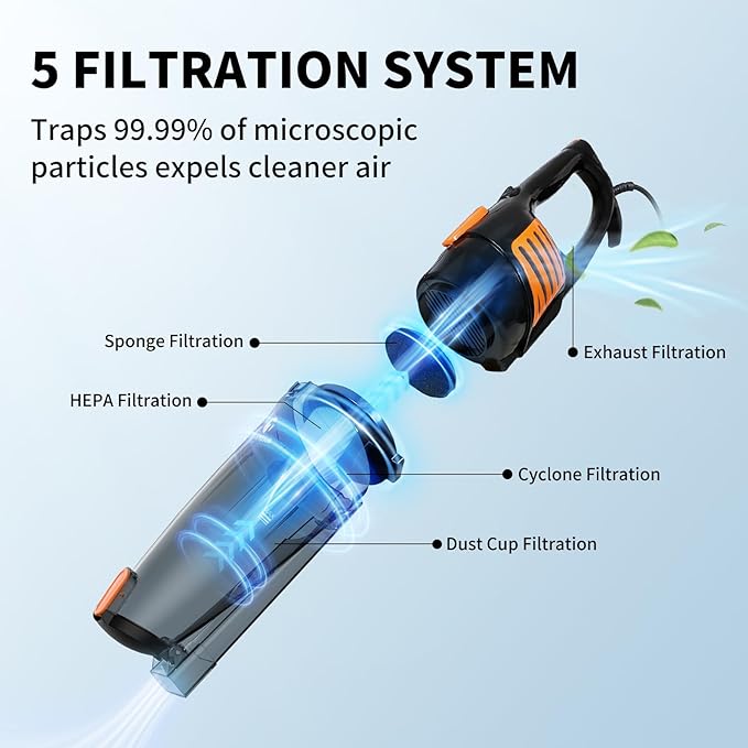 Corded Vacuum Cleaner 12 in 1 Ultra-Lightweight Vacuum Cleaners for Home 15KPa Powerful Suction Stick Vacuum with Washable HEPA Filter for Home Car Pet Hair Carpet Hard Floor