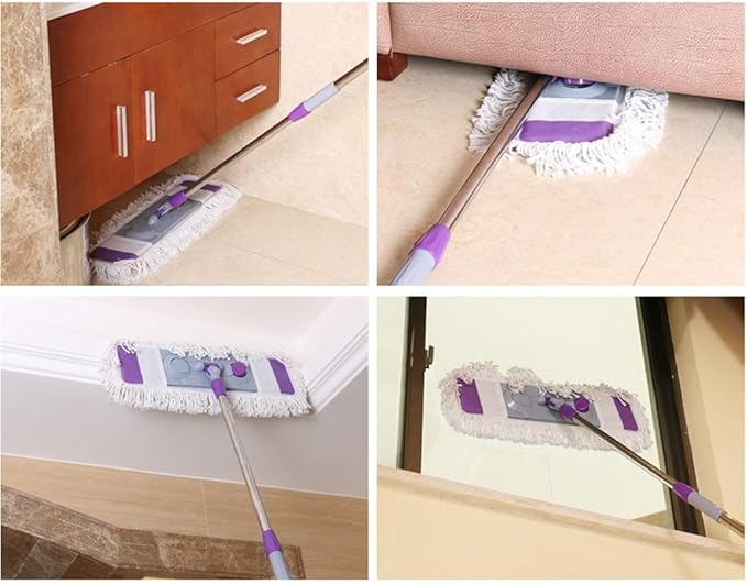 Lazy Flat Mop Stainless Steel Handle House Cleaning Dust Water for Wooden Floor Ceramic Tile Microfibre Fabric