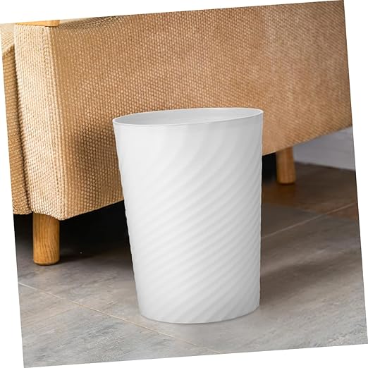 VICASKY Plastic Trash Can Wastebasket No Lid Sturdy Household Garbage Container for Bathroom Office Bedroom White Compact Trash Container with Large Open Design for Easy Disposal