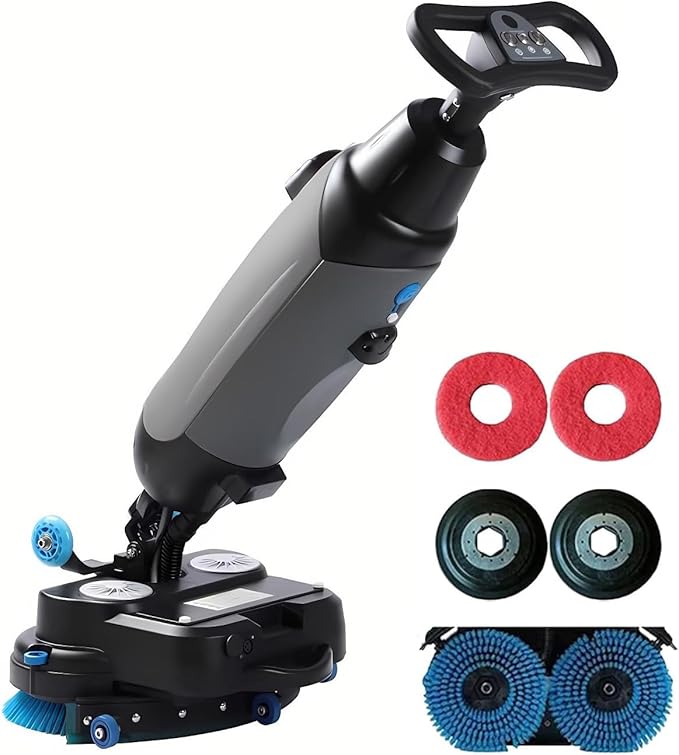 Carpet Cleaning Machine and Floor Scrubber Dual-Brush Rotary System Cordless Mini Floor Scrubber Efficient Cleaning for Commercial Spaces Schools and Offices Grey