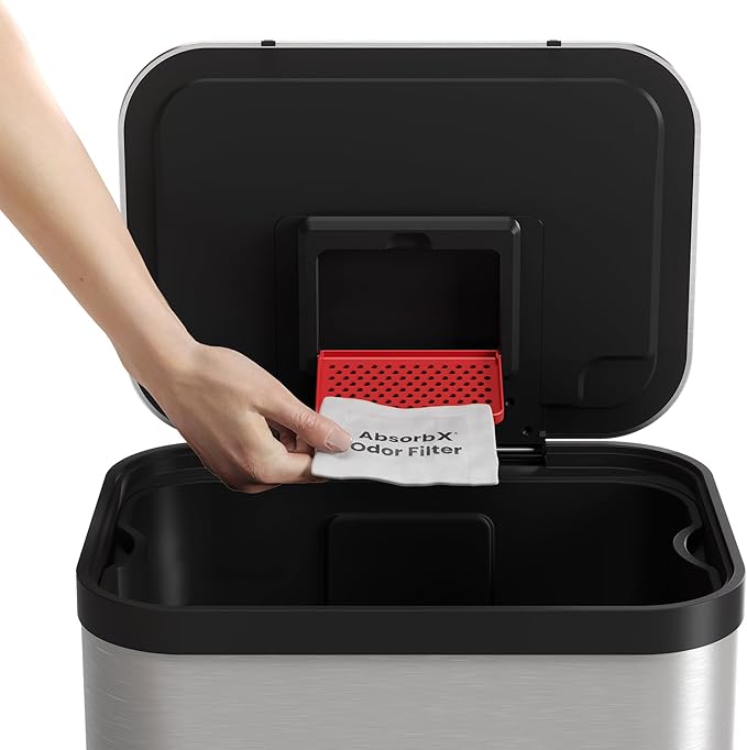 iTouchless AbsorbX 3-Pack Trash Can Odor Filter All-Natural Activated Charcoal Deodorizer for 8 Gallon and Larger iTouchless Trash Cans with Filter Compartment