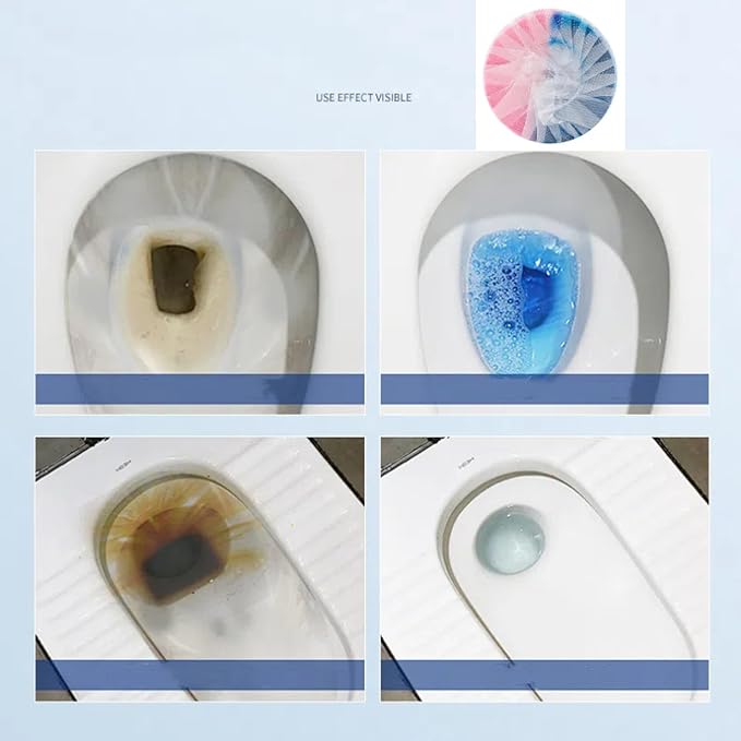 Toilet bowl cleaner toilet flush tank blue bubble set (4 pieces in a box) deyellowing and deodorizing maintaining shine long-lasting fresh cherry blossom fragrance