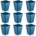 Hoolerry 9 Pieces Garbage Can 2 Gallon Small Trash Cans Bulk Bathroom Trash Bin Plastic Wastebasket Square for Bedroom Slim Bathroom Trashcan Small Container for Kitchen Office Home (Bluish Green)