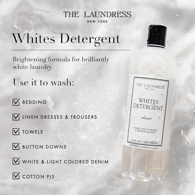 The Laundress Whites Detergent Concentrated Laundry Detergent Liquid Whiten &amp Brighten Clothes Tough on Stains Classic Scent 32 oz.