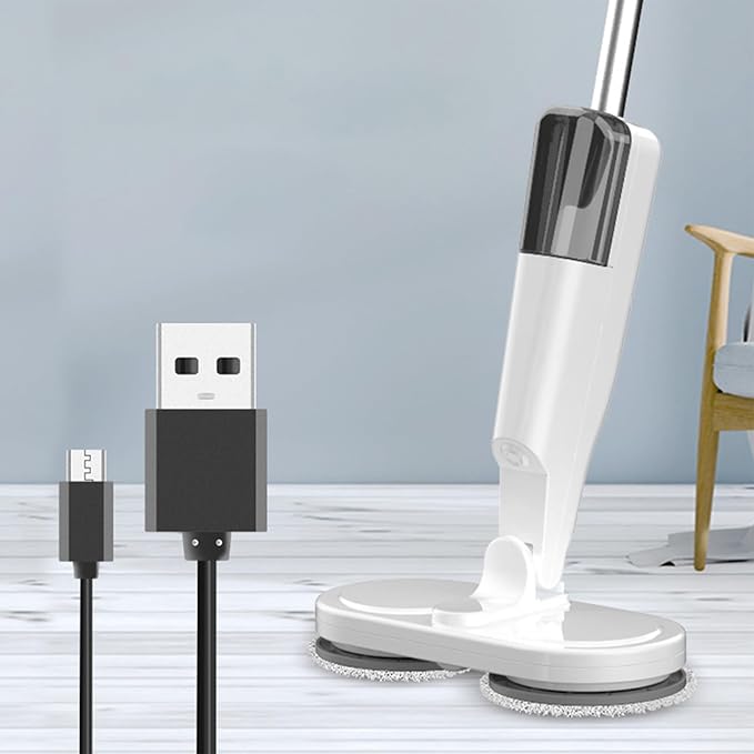 Electric Mop Rechargeable AdjustableCordless Flexible Mop with Water Sprayer for Hardwood Tile Marble Floors Versatile and Cordless and Quiet Easy to Use (White)