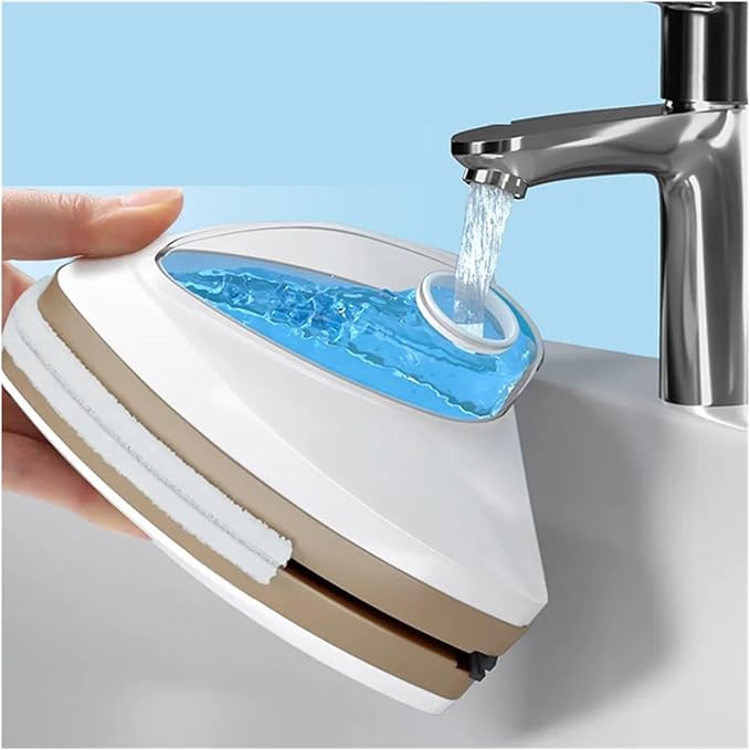 Magnetic Glass Window Cleaner Brush Double-layer Automatic Water Discharge WiperCompatible For Home Household Cleaning Tools(Blue 3-8mm)