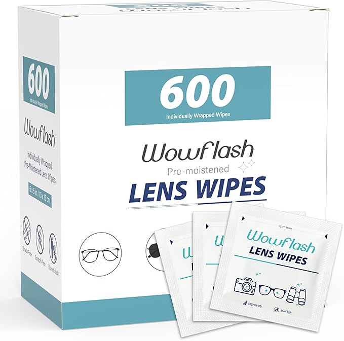 600 Count Lens Wipes for Eyeglasses Eyeglass Lens Cleaning Wipes Pre-moistened Individually Wrapped Sracth-Free Streak-Free Eye Glasses Cleaner Wipes for Sunglass Camera Lens Goggles