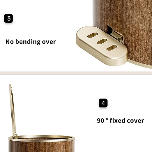Modern Trash Can Wood Grained Texture Garbage Bin Sealed Trash Can with Lid Easy to Use for Living Room 9L/12L Waste Bin