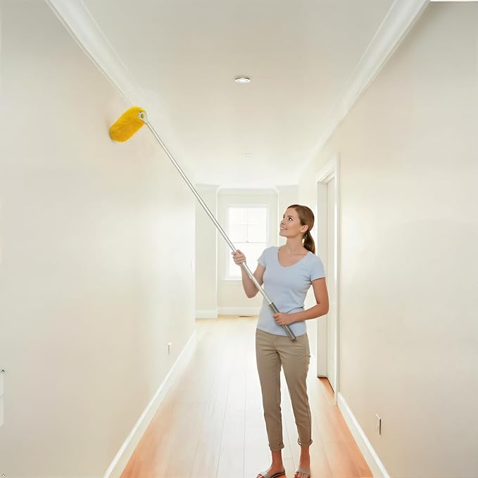 Long Handle Dusters for Cleaning with 2 Replacement Heads Washable Cleaning Duster Kit with Laundry Mesh Bag Cobweb Duster Extendable Dusting Tool for Home and Office