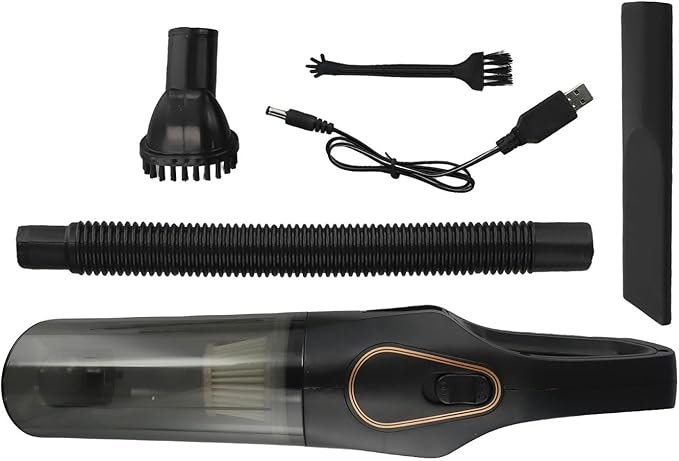 Cordless Vacuum Cleaner with Powerful Suction Motor Lightweight Design USB Charging for Multi for Surface Floor Carpet Dust Deep Clean(B-Black)