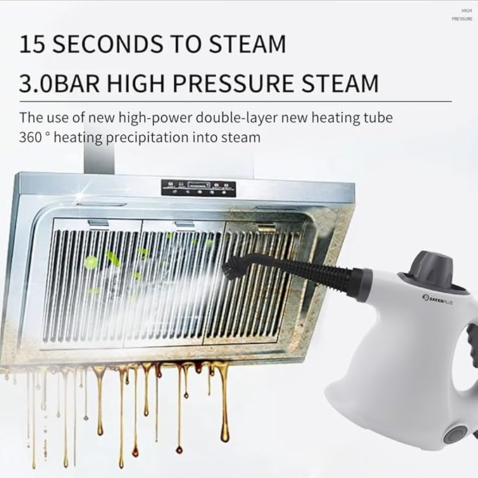 Handheld Steam Cleaner-1050W Pressurized Steamer with 9 Accessories Fast Heat-Up for Deep Cleaning of Tile Grout Upholstery Car Interior and Kitchen (1 set)