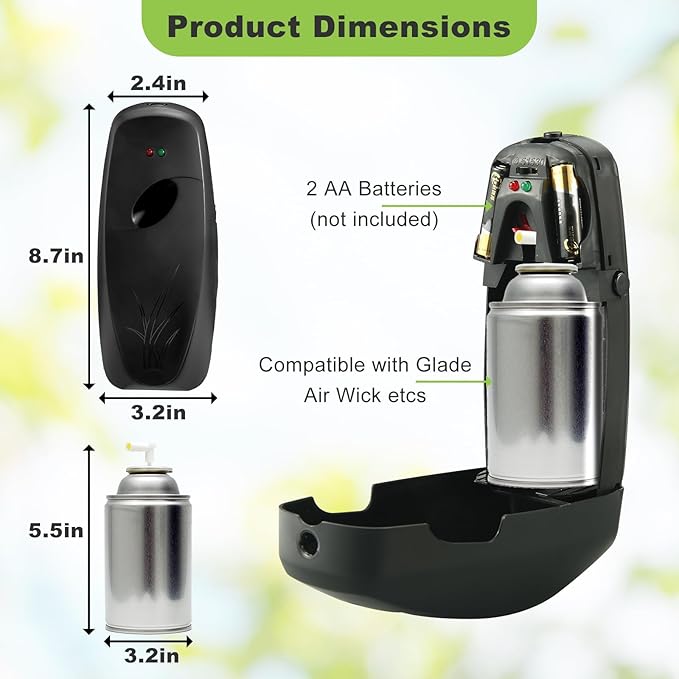 8 Pack Automatic Air Freshener Spray DispenserWall Mounted or Free Standing Auto Freshener Dispenser Aerosol Sprayer for Hotel Office Living Room Bathroom Commercial Place