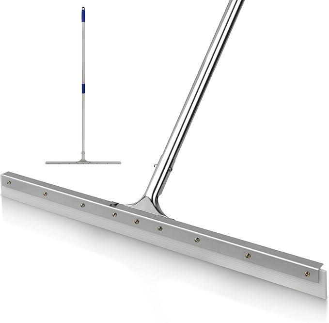 MHM AquaSlide PushPro – 28-Inch Heavy Duty Squeegee for Concrete Floors &amp Wet Surfaces | Industrial Rubber Blade Water Removal Tool for Garages Warehouses Driveways &amp Commerical Use