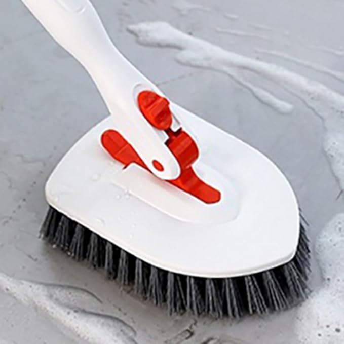 Floor Brush Scrubbing Set with Hard Bristle and Fiber Cloth Extendable Handle Bathroom Tile Grout Cleaner for Shower and Tub Floor Cleaning
