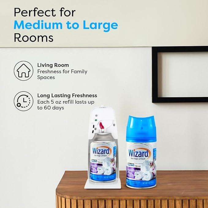 12 WIZARD AUTOMATIC SPRAY REFILLS FRESHLEY FOLDED LINEN 5 oz