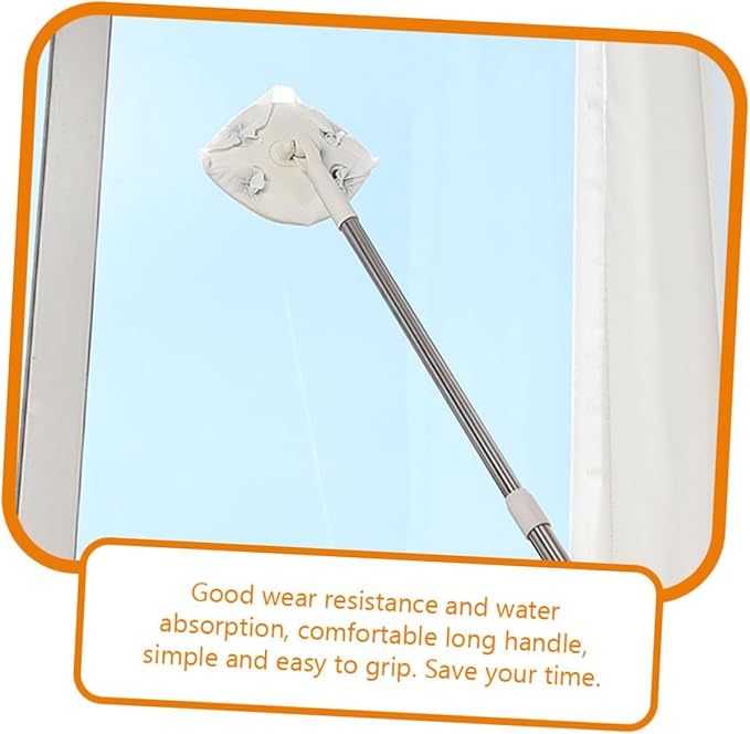 Retractable Dust Mop with Long Handle No-wash Dry Dust Mop for Floor Cleaning White for Home Use and Hard-to-Reach Areas