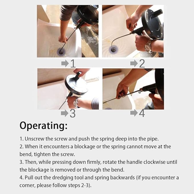 Toilet Dredge Tool Drain Sewer Cleaner Toilet Plunger Pipe Clog Remover Flexible Plumbing for Bathtub Shower Sink