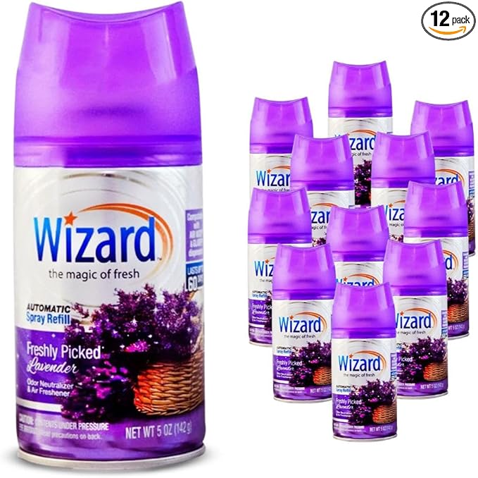 12 WIZARD AUTOMATIC SPRAY REFILLS FRESHLEY PICKED LAVENDER 5 oz