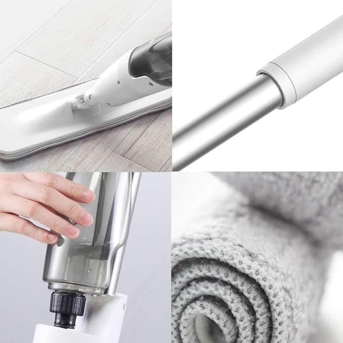 360° Rotating Spray Floor Mop with Telescopic Handle Carbon Fiber Pads for Waxing &amp Deep Cleaning Floors