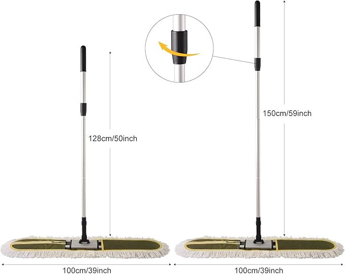 Dust Mop 36 inch Commercial for Hardwood Floor Cleaning Heavy Duty Industrial Dry Mop for Hotel Office Garage Household Dust Sweeping