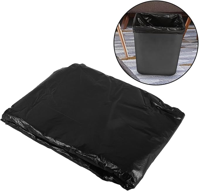 Mikinona 25pcs Thickened Garbage Bags Hdpe Tear-resistant Trash Bags for Bathroom Kitchen Home Wastebasket Liners and Leak-resistant Black Can Liners