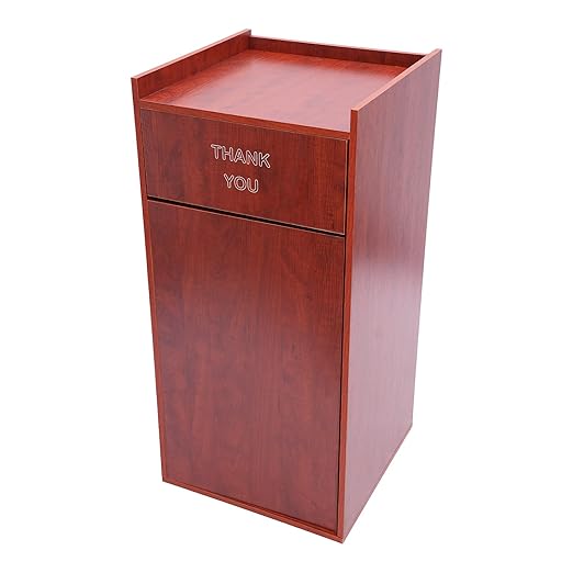 TFCFL Wooden Trash Can with Tray TopCommercial Trash Can Cabinet and Garbage ReceptacleCommercial Grade Rubbish Bin for Office Cafeteria Restaurant (Brown)