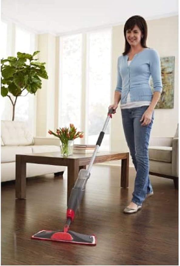 Rubbermaid Reveal Spray Microfiber Floor Cleaning Kit for Laminate &amp Hardwood Floors Spray Mop with Reusable Washable Pads Commercial