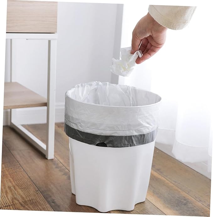 Disposable Drawstring Trash Bags 90pcs Portable Garbage Bags with Handles Gray and White Color Random Suitable for Kitchen Bathroom Car Use Random Color