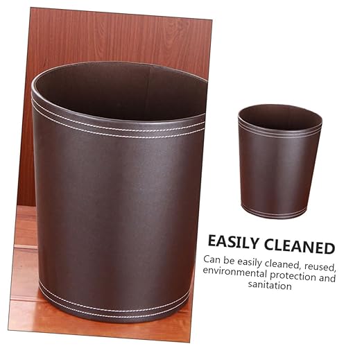 Stylish Leather Wastebasket Garbage Can for Bedroom Trash Can Simple Design