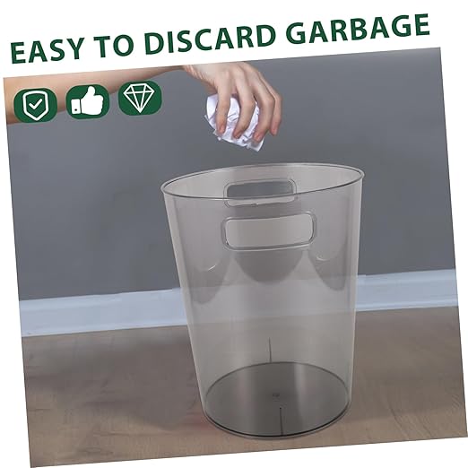 Compact Round Trash Can Handle Stylish Plastic Wastebasket for Home Office Bedroom Kitchen and College Dorm for Recycling and Waste