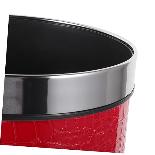 Luxshiny Large Leather Wastebasket Round Trash Can for Office Home Kitchen and Hotel Rubbish Bin with Modern Design and Sturdy Structure
