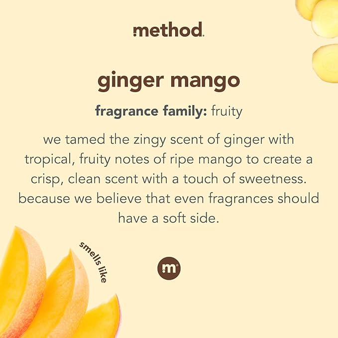 Method Fragrance Booster Ginger Mango Keeps Clothes Fresh For Up to 12 weeks 14.8 Ounces (Pack of 6)