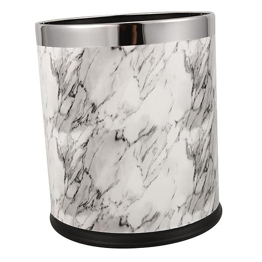 GLEAVI Marble Pattern Trash Can Elegant Wastebasket for Home Bathroom Office Double-Layer Plastic Easy to Clean Space-Saving Design for and Spaces