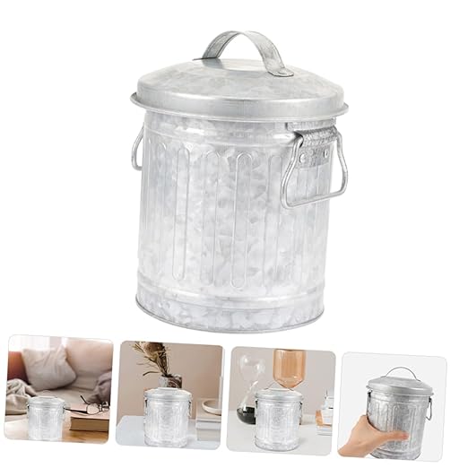 jojofuny 2pcs Iron Stationery Storage Bucket Small Wastebasket for Office Creative Rubbish Bin Easy to Use