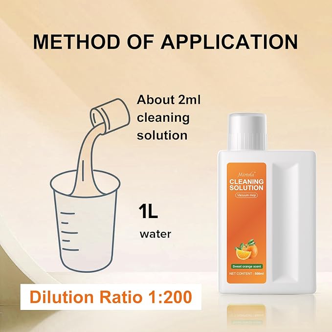 Sweet Orange Scent Floor Cleaning Solution Compatible with Dreame Cleaning Solution Floor Cleaner for Hardwood Tile Hardfloor Compatible Robot Vacuums with Mopping and Wet Dry Vacuum (2 bottles)