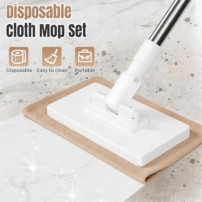 Snap Grip Mini Mop with Mop Clip &amp 10 Mops Pads 2026 New Mini Mops Set with Refill Pads Automatic Gripping Release 360° Rotating Head Wet/Dry Multi-Surface Cleaning (7 Pads + Clip)