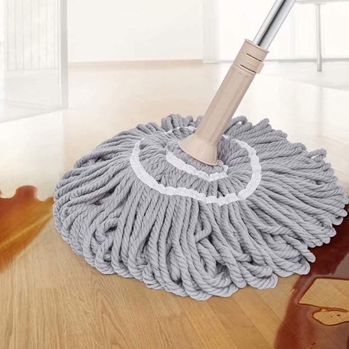 Mop Rotating Stainless Steel Handle 360°  Micro Fiber Fabric Efficient Floor Cleaning