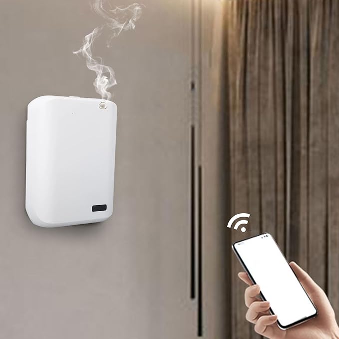 Smart APP Scent Diffuser Wall Mount Waterless Diffuser Silent Air Freshener Diffuser for Hotels Offices Conference Rooms Clubs (White)