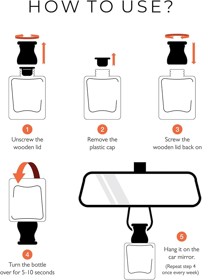 Evair Combo Pack of Car Air Freshener with Essential Oils Fragrances Black Amber Ocean Rush &amp English Rose in Glass Bottle with Wooden Diffuser Lid | Each 10 ml- Pack of 3