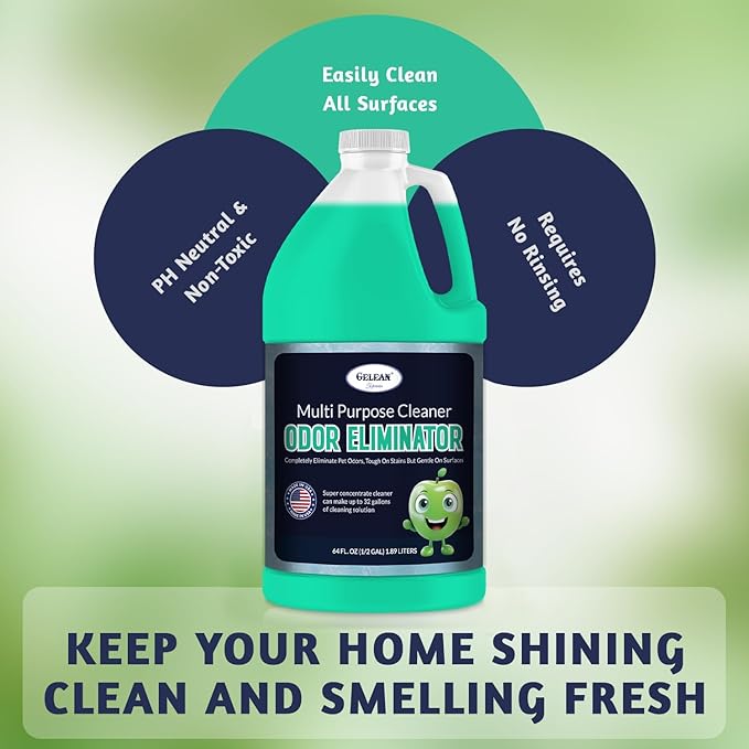 Multi Purpose Cleaner Pet Odor eliminator 64oz - Concentrate MAKES 32 GALLON - MADE IN USA- pH Neutral - Strong Floor Cleaner Odor eliminator - Stain Remover Cleaner &amp Deodorant (64 Fl Oz Sky Bre
