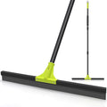 Floor Squeegee Heavy Duty 24” Rubber Foam Water Scraper Broom Epoxy Wiper Mop with 62 inches Long Handle for Cleaning Concrete Pool Rug Garage Deck Shower Window Outdoor Indoor (Green)