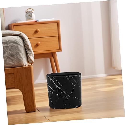 PRETYZOOM Marble Trash Bin for Bathroom Elegant Decorative Wastebasket for Home Kitchen Office and Hotel Use and Easy to Clean Design for Stylish Garbage Storage